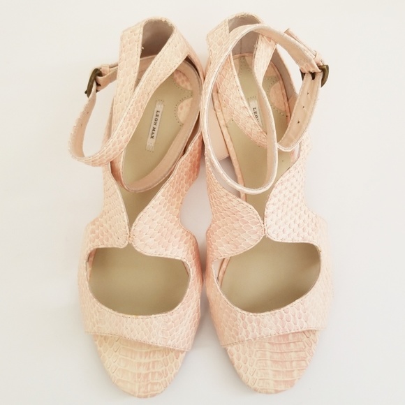 Leon Max Pink Snakeskin Sandals 7 - Picture 2 of 8